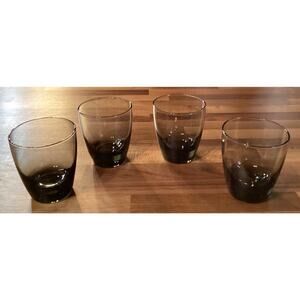 Libbey Classic Smoke Gray Double Old Fashioned Rocks Glasses Set of 4